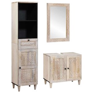 vidaXL Ensemble de mobilier de salle de bain avec tiroir 3 Pièces Blanc