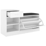 vidaXL Banc à chaussures Blanc 94 5x31x57 cm Bois d'ingénierie