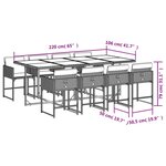 vidaXL Ensemble à manger de jardin et coussins 9 Pièces gris clair rotin