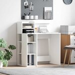 vidaXL Bureau avec rangement avec étagère Blanc 90 x 48 x 101 5 cm
