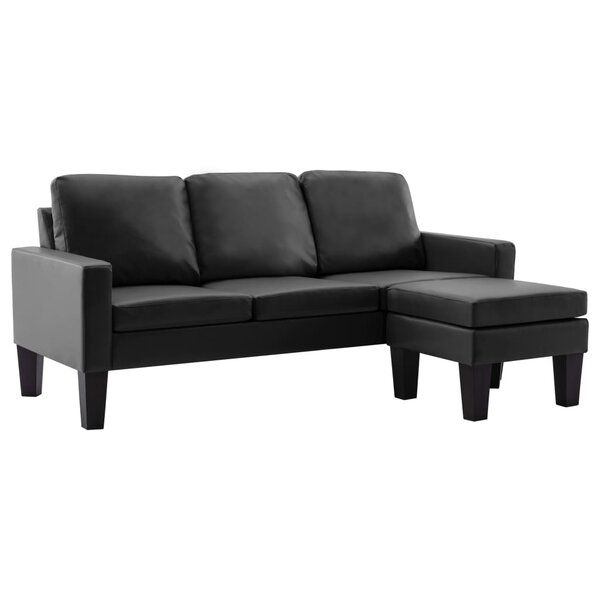 vidaXL Canapé à 3 places avec repose-pied Noir Similicuir
