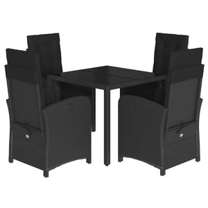 vidaXL Ensemble à manger de jardin coussins 5Pièces Noir Résine tressée