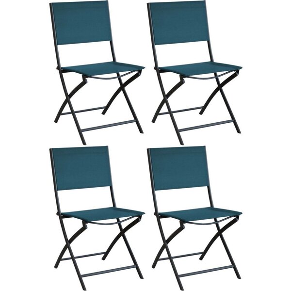 Chaise pliante en acier et toile dream (lot de 4) graphite  bleu