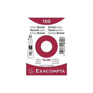 Paquet 100 Fiches Sous Film - Bristol Dots Non Perforé - 74x105mm - Blanc - X 40 - Exacompta