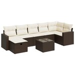 vidaXL Salon de jardin 8 Pièces avec coussins marron résine tressée