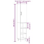 vidaXL Buffet haut Blanc 34 5x34x180 cm Bois d'ingénierie