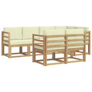 vidaXL Ensemble de canapés d'extérieur 7 Pièces Blanc et crème Polyester