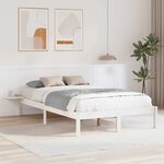 vidaXL Cadre de lit avec tables de chevet Blanc Blanc