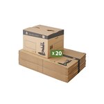 Pack and Move - Lot 20 cartons déménagement automatique - 60 x 50 x 40 cm - Poignées renforcées