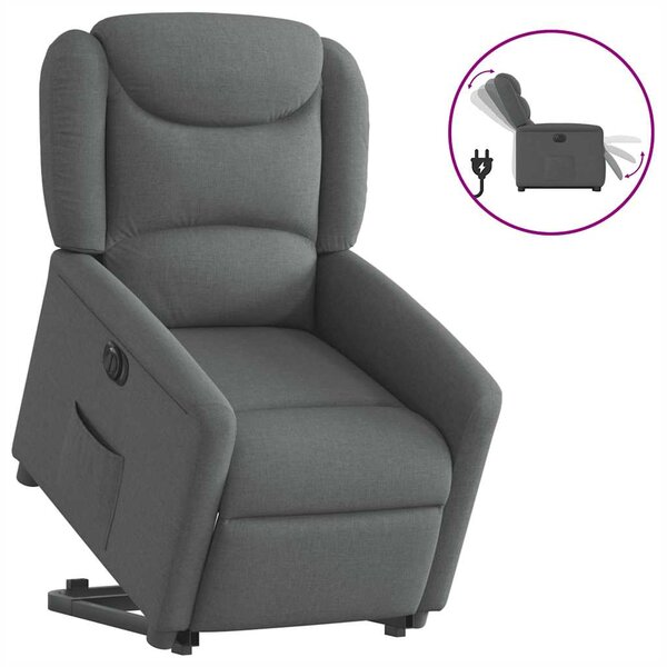 vidaXL Fauteuil inclinable électrique gris foncé tissu