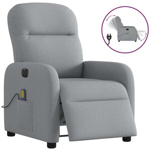 vidaXL Fauteuil de massage inclinable électrique gris clair tissu