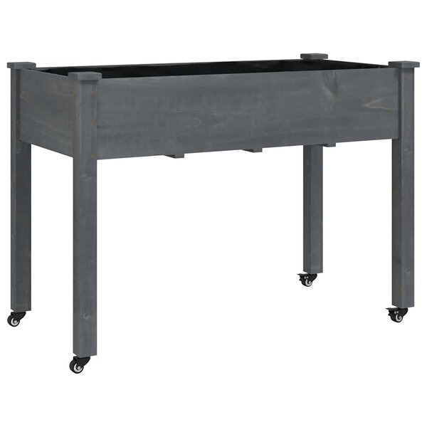 vidaXL Jardinière sur roues avec doublure gris 118x59x80 cm bois sapin
