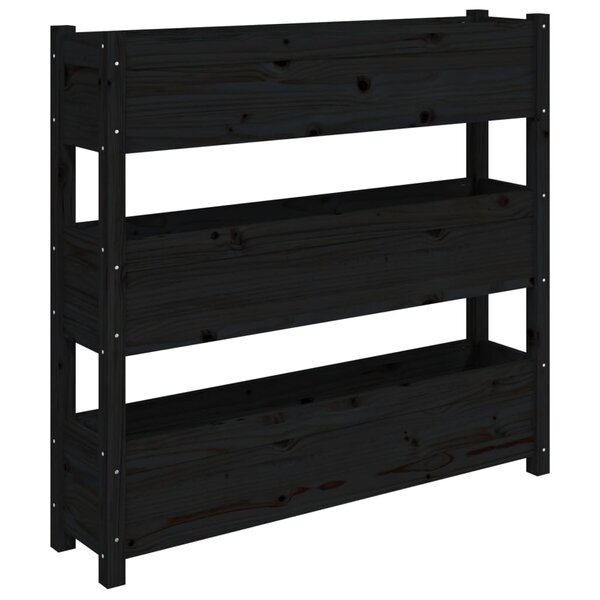 vidaXL Jardinière Noir 112x25x104 5 cm Bois massif de pin