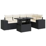 vidaXL Salon de jardin 6 Pièces avec coussins noir résine tressée