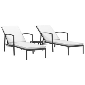 vidaXL Chaises longues lot de 2 avec table résine tressée noir