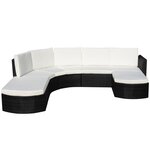 vidaXL Salon de jardin 4 Pièces avec coussins Résine tressée Noir