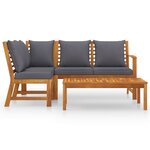 vidaXL Salon de jardin 4 Pièces avec coussin Bois d'acacia solide