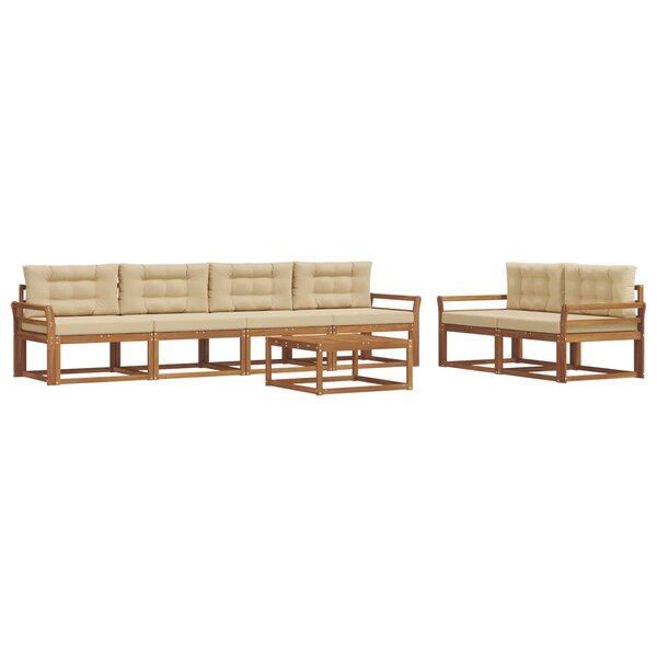 vidaXL Ensemble de canapés d'extérieur 7 Pièces Naturel et Beige