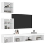 vidaXL Unités murales TV avec LED 5 Pièces blanc bois d'ingénierie