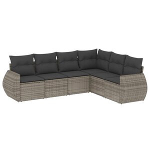 vidaXL Salon de jardin 6 Pièces avec coussins gris résine tressée