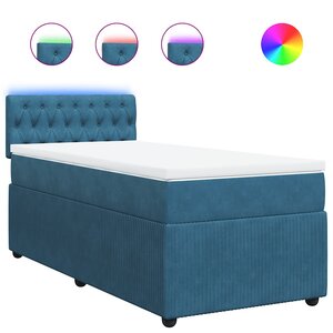 vidaXL Sommier à lattes de lit avec matelas bleu 80x200 cm velours