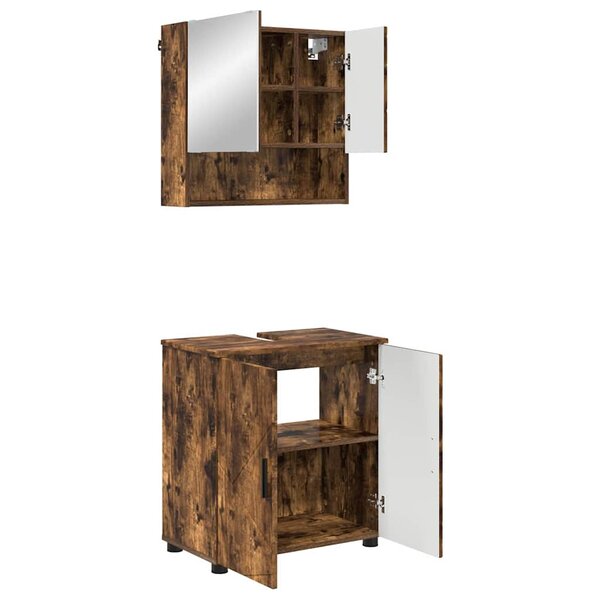 vidaXL Ensemble de mobilier de salle de bain 2 Pièces Chêne fumé