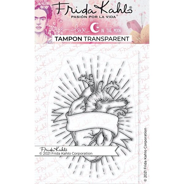 Tampon transparent - Cœur et Banderole - 9 5 x 6 5 cm
