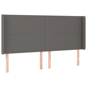 vidaXL Tête de lit avec oreilles Gris 203x16x118/128 cm Similicuir