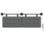 vidaXL Tête de lit suspendue Avec lumière LED Gris foncé Tissu
