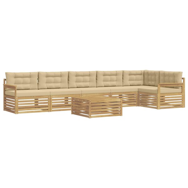 vidaXL Ensemble de canapés d'extérieur 7 Pièces Blanc et Beige