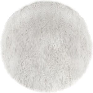 Tapis Fourrure rond - Blanc - En acrylique - Diametre 90 cm