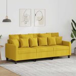 vidaXL Canapé à 3 places Jaune clair 180 cm Tissu