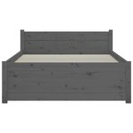 vidaXL Cadre de lit Gris Bois massif 75x190 cm Petit simple
