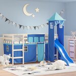 vidaXL Rideaux pour lit mezzanine avec tour bleu polyester