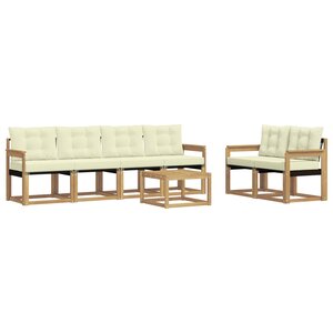 vidaXL Ensemble de canapés d'extérieur 7 Pièces Blanc et crème