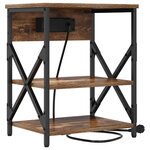vidaXL Table de nuit avec station de chargement Chêne fumé
