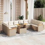 vidaXL Salon de jardin 11 Pièces avec coussins beige résine tressée