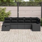 vidaXL Ensemble de canapé de jardin avec coussin 7 Pièces Noir Poly rotin