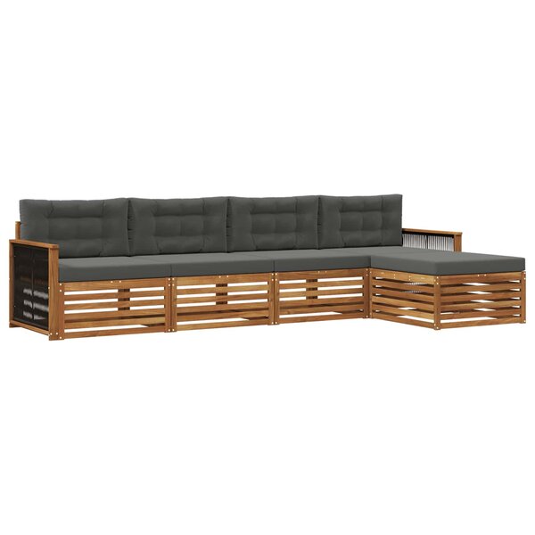vidaXL Ensemble de canapés d'extérieur 5 pc Naturel et Anthracite