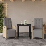 vidaXL Ensemble de bistro 3 Pièces avec coussins beige résine tressée