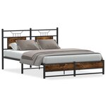 vidaXL Cadre de lit sans matelas chêne fumé 150x200 cm bois ingénierie