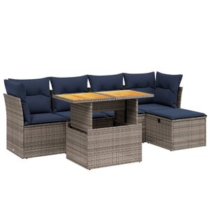 vidaXL Salon de jardin 6 Pièces avec coussins gris résine tressée