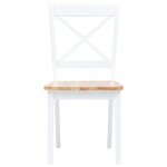 vidaXL Ensemble de salle à manger 5 Pièces Bois d'hévéa Blanc et marron