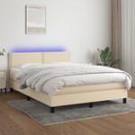 vidaXL Sommier à lattes de lit avec matelas LED Crème 140x190 cm Tissu