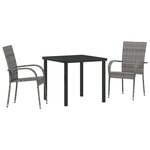 vidaXL Ensemble de salle à manger pour jardin 3 Pièces Gris Poly rotin