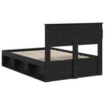 vidaXL Cadre de lit avec matelas Noir 135 x 190 cm Pin massif