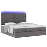 vidaXL Lit ottoman avec matelas & LED Gris 160x200cm similicuir