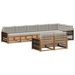 vidaXL Ensemble de canapés d'extérieur 8 pc Naturel et gris clair