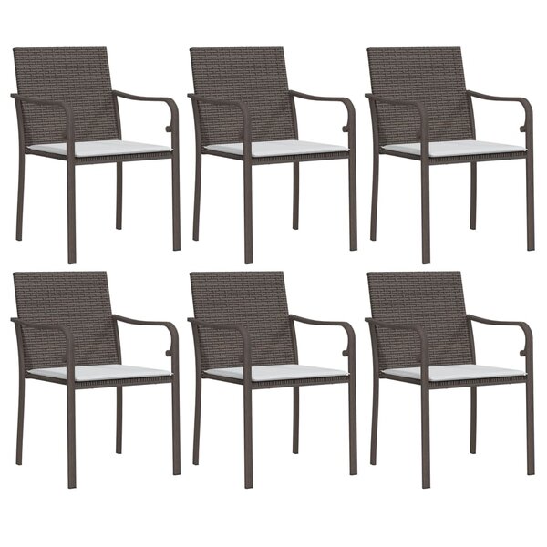 vidaXL Chaises de jardin et coussins lot de 6 marron 56x59x84 cm rotin