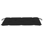 vidaXL Banc de jardin avec coussin noir 112 cm Bois de teck massif